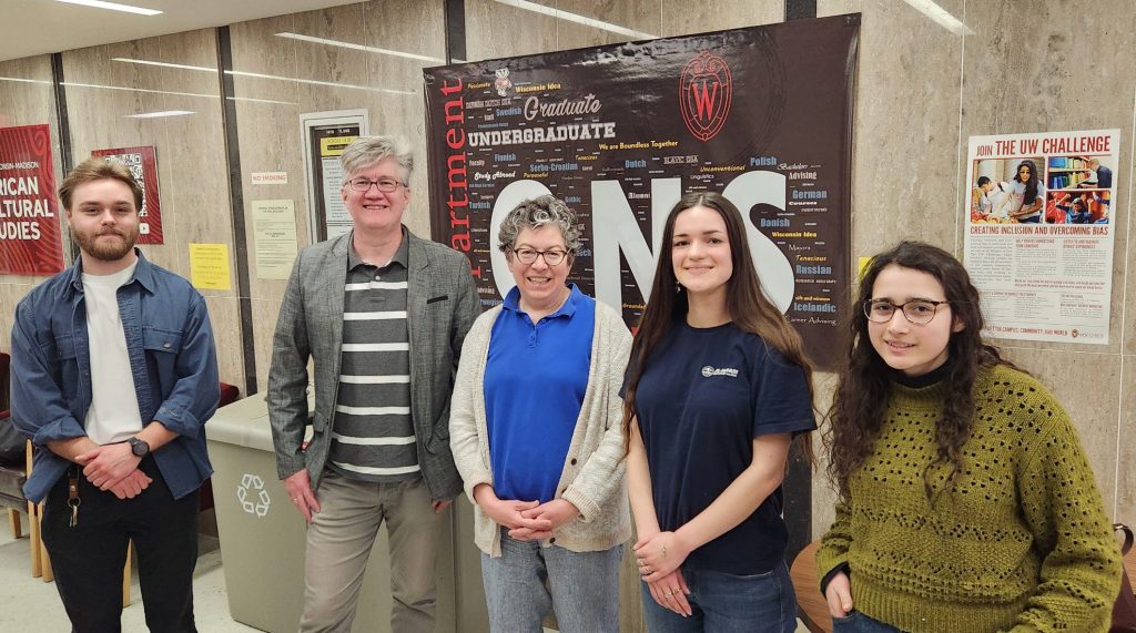 Students with a guest speaker.